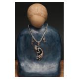 Sterling Kokopelli Necklace & Earrings, 42.54g