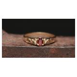 10K Gold Ruby & Diamond Ring, 1.50g