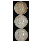 Franklin Silver Half Dollars (3)