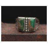 Sterling Silver Double Turquoise Ring, 3.56g