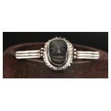 Mexican Silver Onyx Warrior Face Brooch