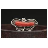 Vintage Navajo Sterling Silver & Red Coral Ring