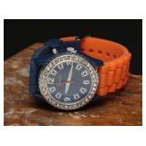 Geneva Rhinestone Accent Denver Bronco Color Watch