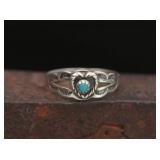 Sterling Silver Heart Turquoise Child