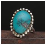 Sterling Silver Turquoise Statement Ring, 8.10g