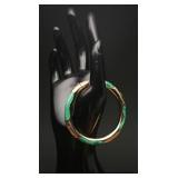Vintage Gold-Tone Malachite Inlay Hinged Bangle
