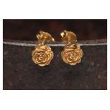 14K Gold Rose Stud Earrings