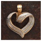 .925 Gold-Wash Diamond Accent Heart Pendant