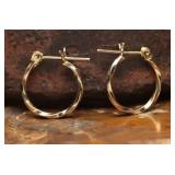 14K Yellow Gold Hoop Earrings, .98g