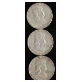 Silver Franklin Half Dollars (3)