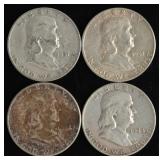 Silver Franklin Half Dollars (4)