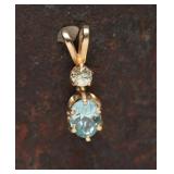 14K Gold Aquamarine & Diamond Pendant, 1.02g