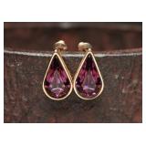 Contemporary Purple Crystal Teardrop Earrings