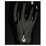 Sterling Silver Two-Tier Pearl Pendant Necklace