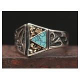 Artisan Sterling Silver Inlay Turquoise Ring