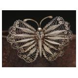 Vintage Sterling Silver Filigree Butterfly Brooch