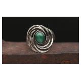 Sterling Silver Green Malachite Ring, 6.05g