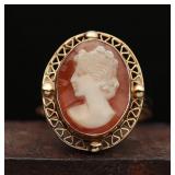 Antique 14K Gold Shell Cameo Ring