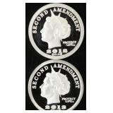 2nd Amendment Silver Rounds (2), 1oz