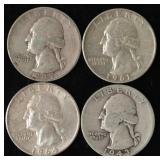 Silver Washington Quarters (4)