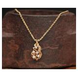 14K Gold Nugget Pendant Necklace w/ Diamonds