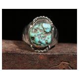 Sterling Silver Turquoise Navajo Ring, 11.34g