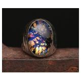 Sterling Silver Black Opal Ring, 18.61g