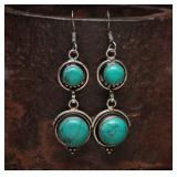 Sterling Silver Two-Tier Turquoise Dangle Earrings