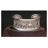 Sterling Silver Floral Cuff Bracelet, 27.50g