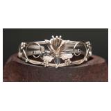 Sterling Silver Floral Iris Cuff Bracelet, 21.28g