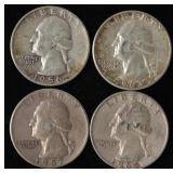 Silver Washington Quarters (4)