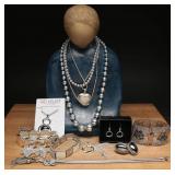 Estate Silver-Tone Costume Jewelry Assortment