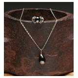 Sterling Silver Hematite Pendant Necklace, 2.54g