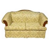 French Provincial Damask Two-Seater Loveseat