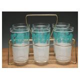 Federal Glass Cornflower Turquoise Tumbler Set
