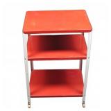 Red Three-Tier Metal Utility Cart With Casters