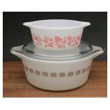Pyrex Patterned Opal Glass Casserole Set