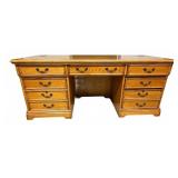 71-Inch Oak Double-Pedestal Executive Desk
