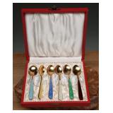 Volmer Bahner Sterling Vermeil Enamel Spoons Set
