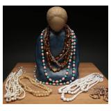 Seven Beaded Costume Jewelry Necklaces Assorted