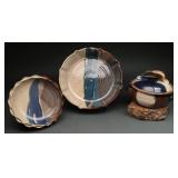 Studio Art Pottery Bowls & Lidded Casserole Set