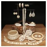 Victorian-Revival Ivory-Tone Costume Jewelry