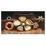 Mid-Century Costume Brooch Collection, Set of 5