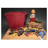 Tin Wind-Up Doll and Mixed Toy Lot