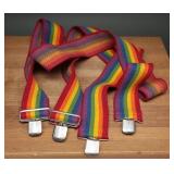 Rainbow Striped Elastic Clip-On Suspenders