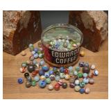 1950s Edwards Coffee Tin With Marble Collection