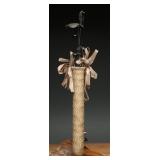 Woven Straw Hat Pin Holder with Antique Pins