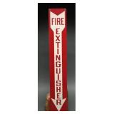 Red and White Fire Extinguisher Metal Sign