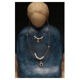 Three Gold-Tone and Pearl Necklaces