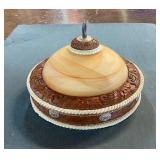 Western Floral Tooled-Leather Look Ceiling Light